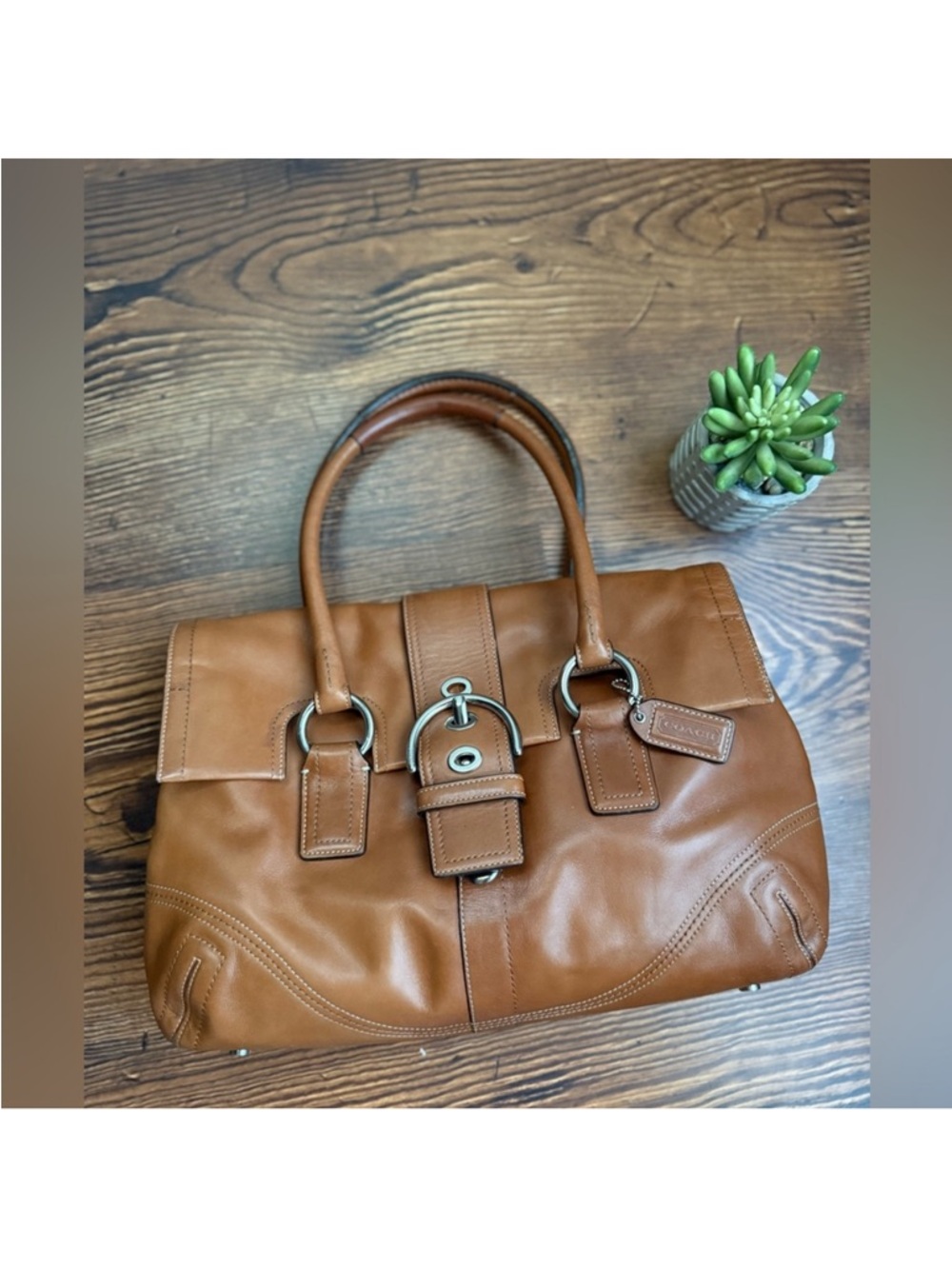 Classic SoHo Vintage Leather Satchel Handbag - Chestnut Brown - Picture 6 of 8